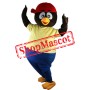 Cartoon Penguin Mascot Costume with Red Hat