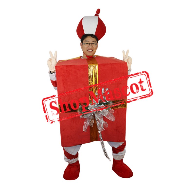 High Quality Red Christmas Gift Mascot Costume