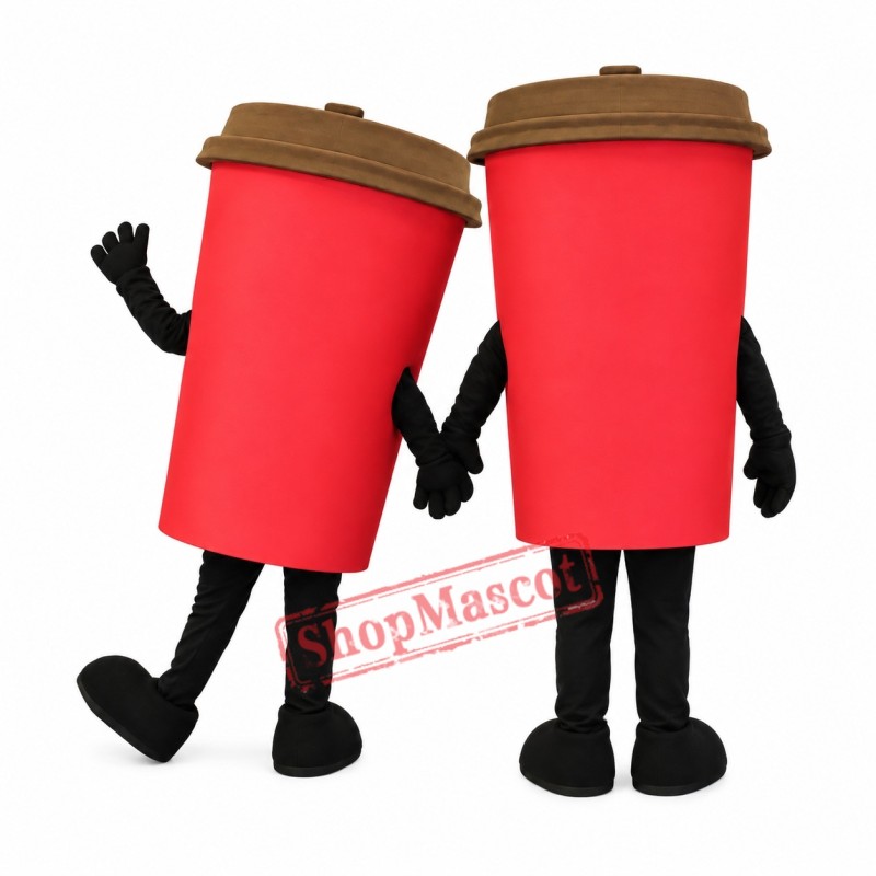 Red Coffee Cup Mascot Costume Red Coffee Cup Mascot Costume