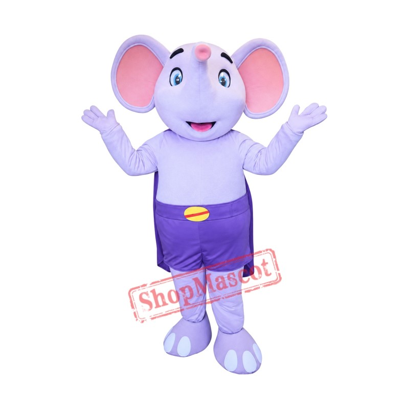 Super Cute Purple Elephant Mascot Costume