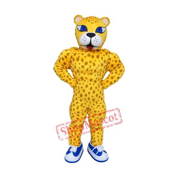 Power Cheetah Mascot Costume Power Cheetah Mascot Costume