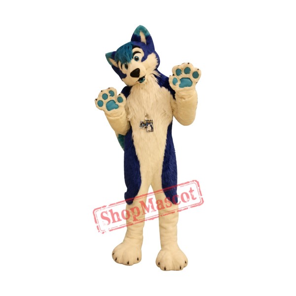 Bule & White Husky Dog Mascot Costume