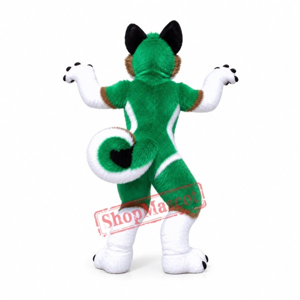 Green & White Husky Dog Mascot Costume Green & White Husky Dog Mascot Costume