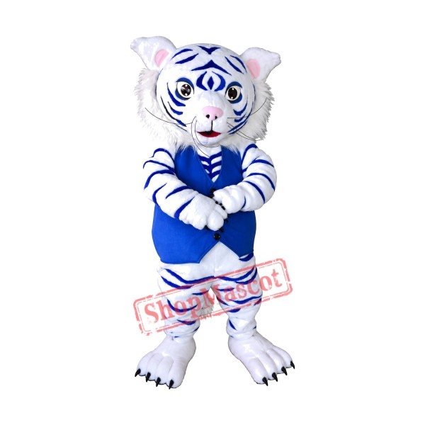 White And Blue Tiger Mascot Costume White And Blue Tiger Mascot Costume