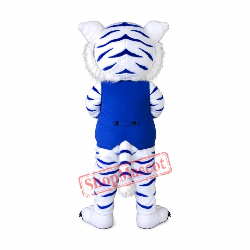 White And Blue Tiger Mascot Costume White And Blue Tiger Mascot Costume
