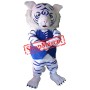White And Blue Tiger Mascot Costume
