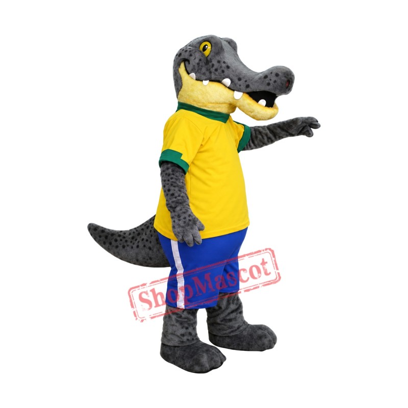 Gray & Yellow Crocodile Mascot Costume Gray & Yellow Crocodile Mascot Costume