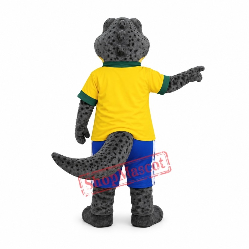 Gray & Yellow Crocodile Mascot Costume Gray & Yellow Crocodile Mascot Costume