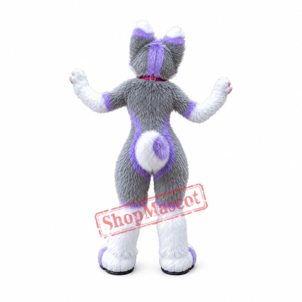 Beautiful Purple & Grey Husky Dog Mascot Costume Beautiful Purple & Grey Husky Dog Mascot Costume