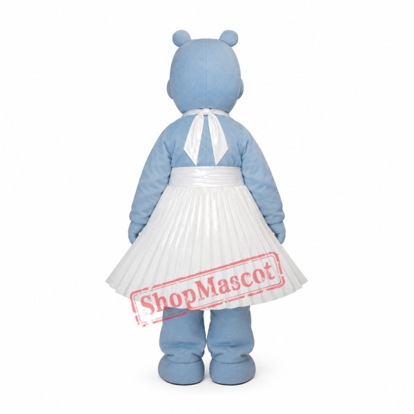Blue Hippo Girl Mascot Costume Blue Hippo Girl Mascot Costume