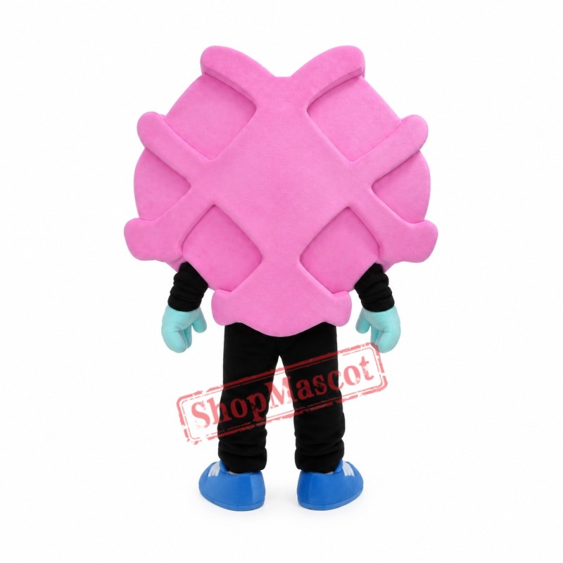 Pink Waffle Mascot Costume Pink Waffle Mascot Costume