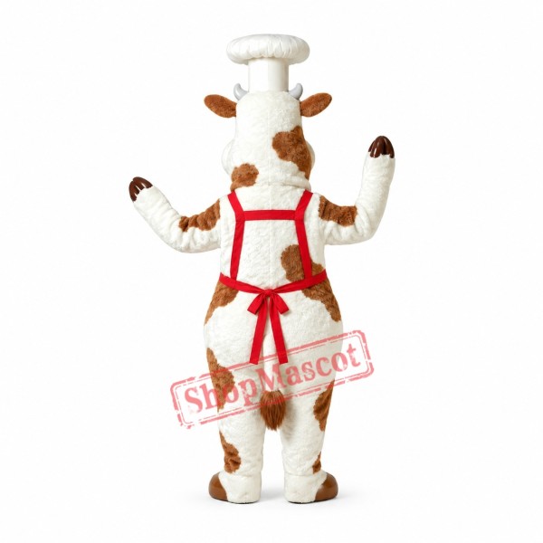 Chef White Cow Mascot Costume Chef White Cow Mascot Costume