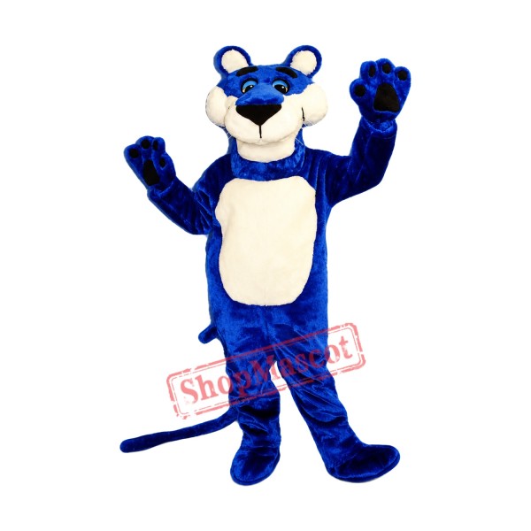Happy Blue Panther Mascot Costume Happy Blue Panther Mascot Costume
