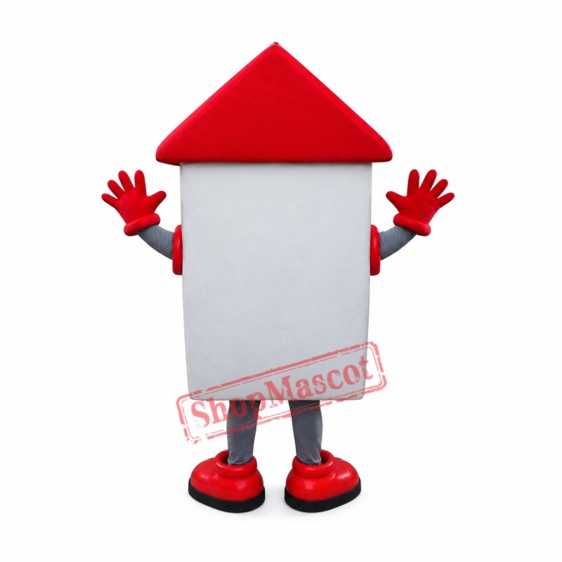 White & Red House Mascot Costume White & Red House Mascot Costume