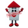 White & Red House Mascot Costume