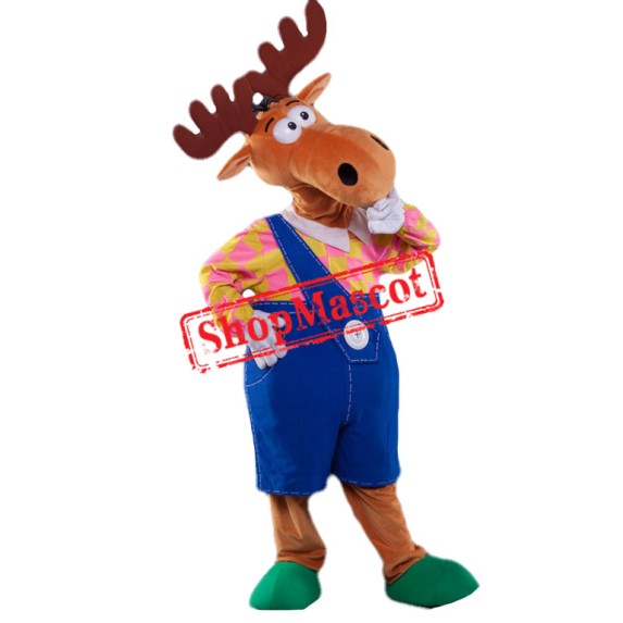Thinker Moose Mascot Costume