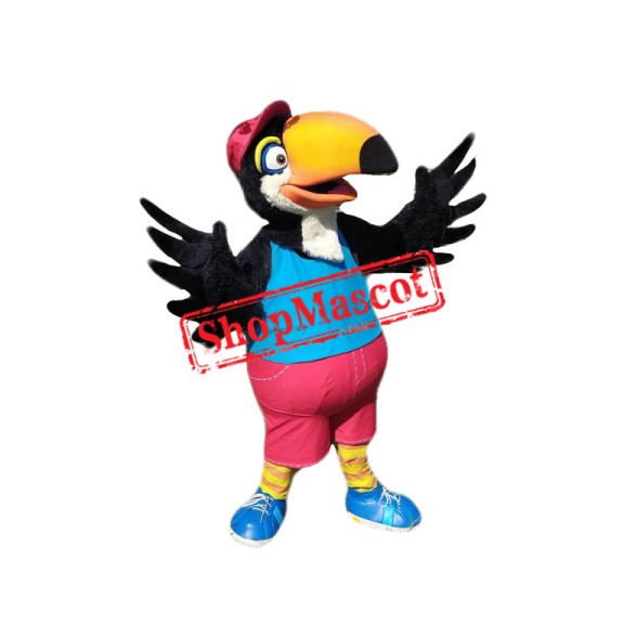 College Black Parrot Mascot Costume