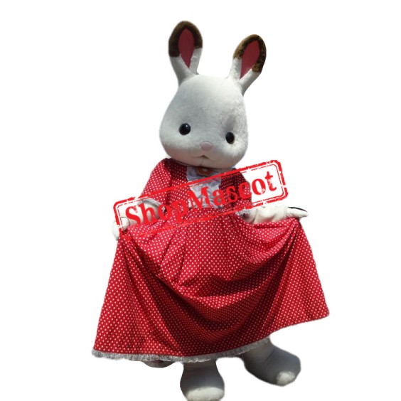 Super Lovely White Bunny Mascot Costume