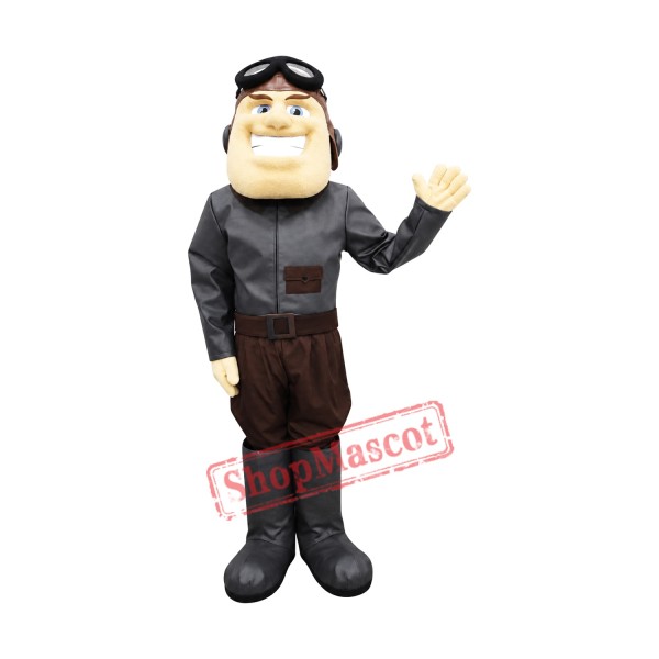 Happy Aviator Mascot Costume Happy Aviator Mascot Costume