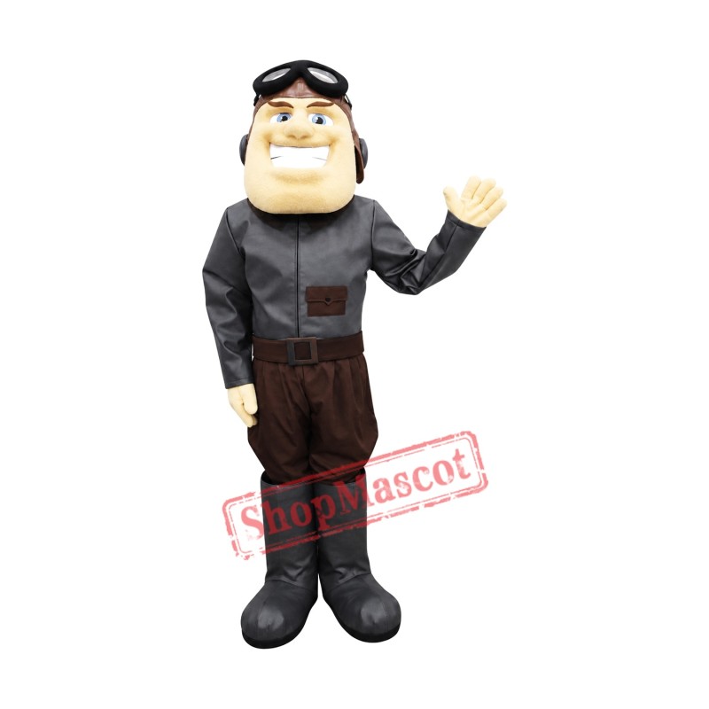 Happy Aviator Mascot Costume Happy Aviator Mascot Costume