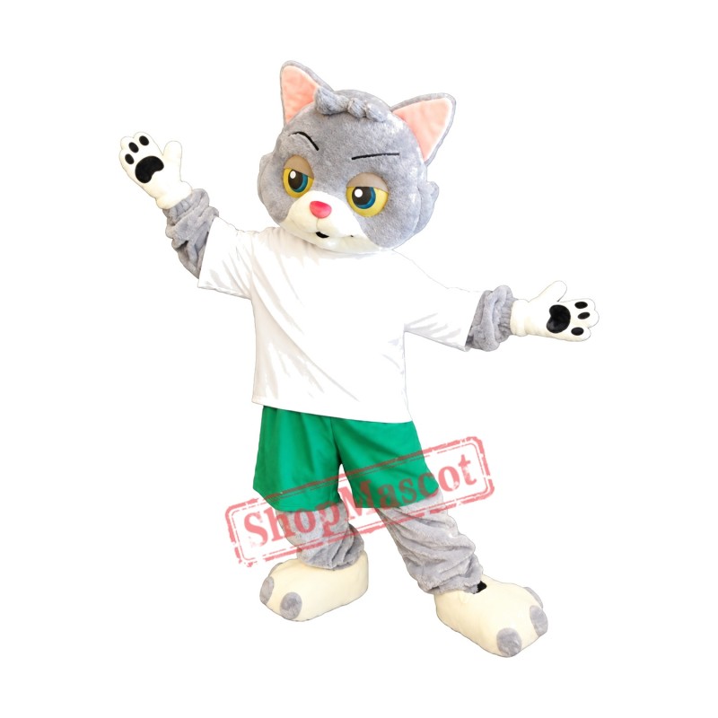 Lovely Grey & White Cat Mascot Costume Lovely Grey & White Cat Mascot Costume