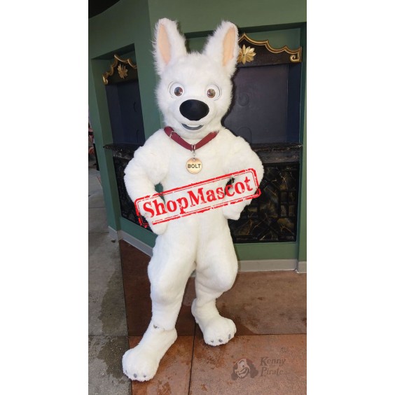White German Shepherd Dog Bolt Mascot Costume