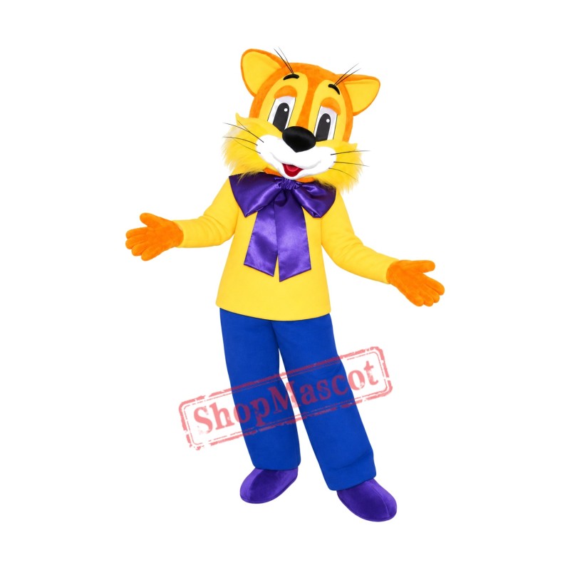 Happy Yellow Cat Mascot Costume Happy Yellow Cat Mascot Costume