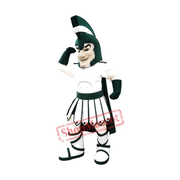 Green College Warrior Mascot Costume Green College Warrior Mascot Costume