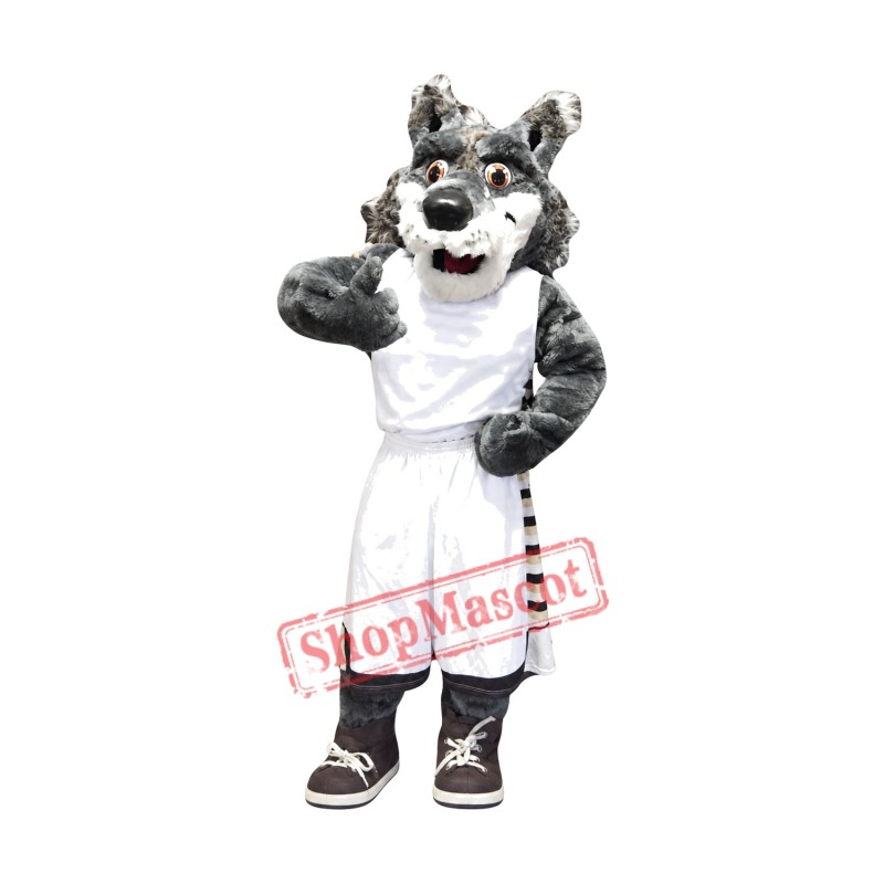 Grey Sport Wolf Mascot Costume Grey Sport Wolf Mascot Costume