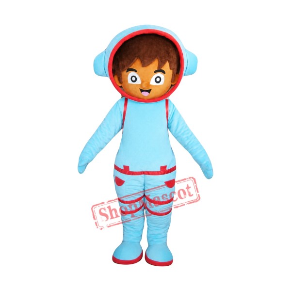 Blue Astronaut Mascot Costume