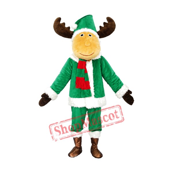 Christmas Green Reindeer Mascot Costume Christmas Green Reindeer Mascot Costume