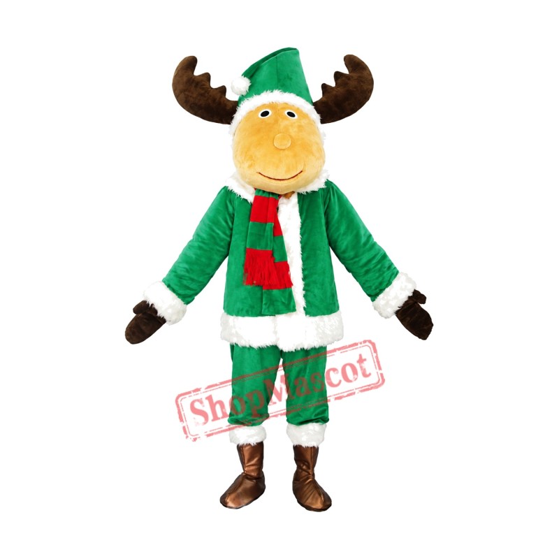 Christmas Green Reindeer Mascot Costume