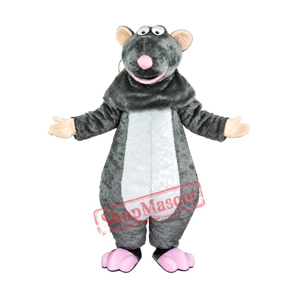 Grey Plush Mouse Mascot Costume