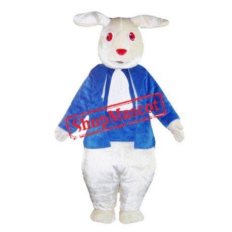 White & Blue Rabbit Mascot Costume