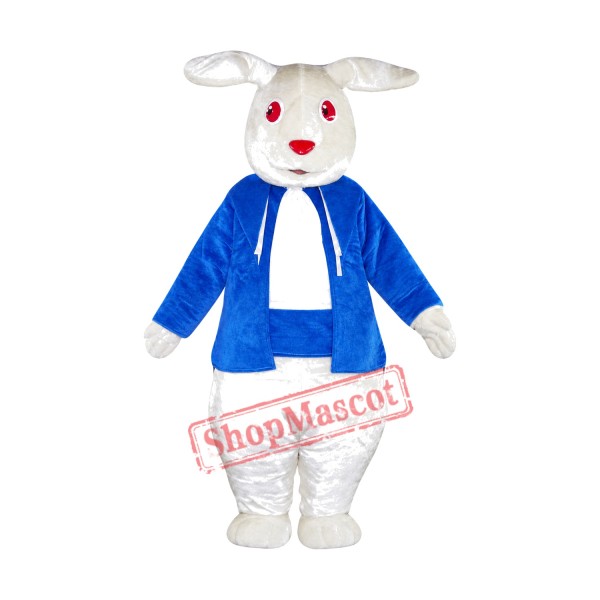 White & Blue Rabbit Mascot Costume