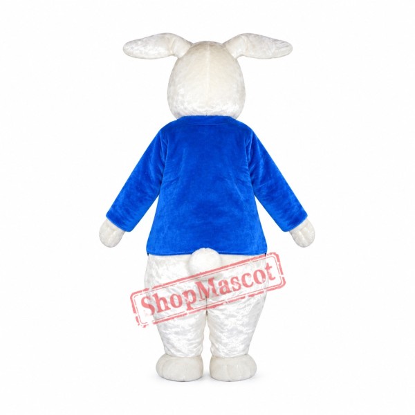 White & Blue Rabbit Mascot Costume White & Blue Rabbit Mascot Costume