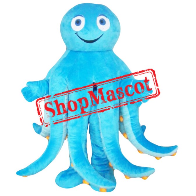 Cute Blue Octopus Mascot Costume