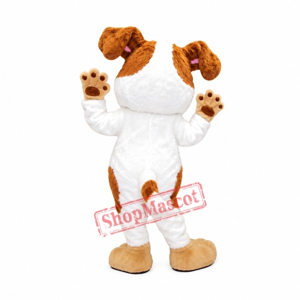 Friendly White & Brown Dog Mascot Costume Friendly White & Brown Dog Mascot Costume
