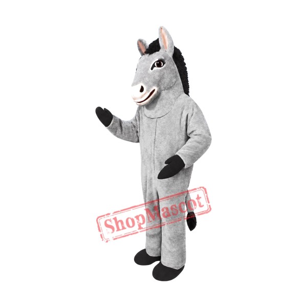 Friendly Grey Donkey Mascot Costume Friendly Grey Donkey Mascot Costume