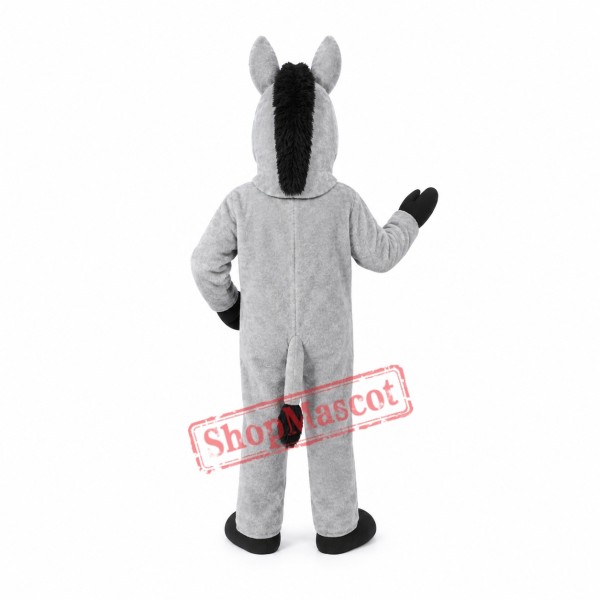 Friendly Grey Donkey Mascot Costume Friendly Grey Donkey Mascot Costume