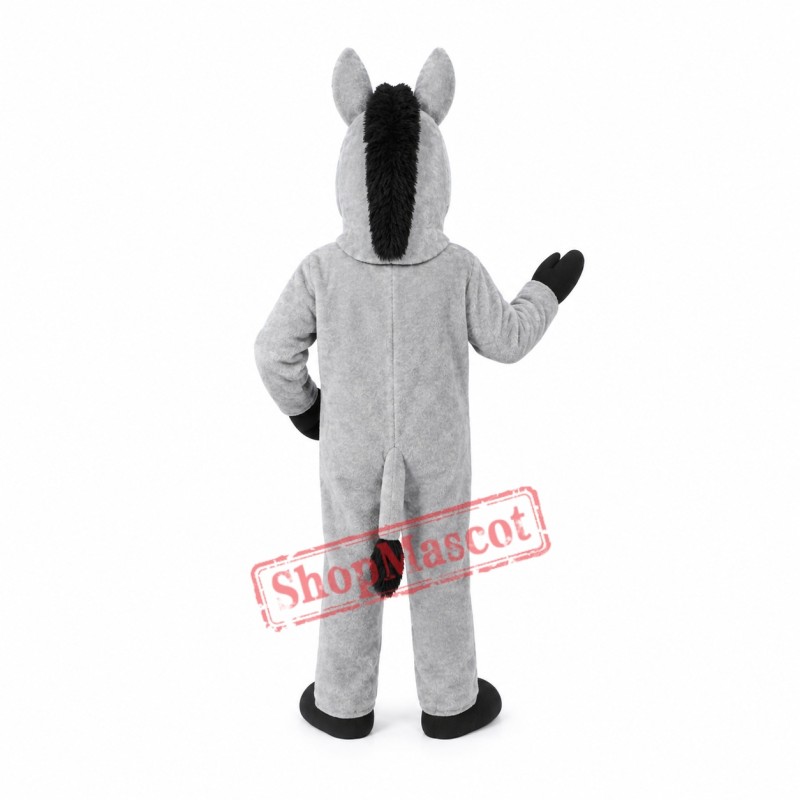 Friendly Grey Donkey Mascot Costume Friendly Grey Donkey Mascot Costume