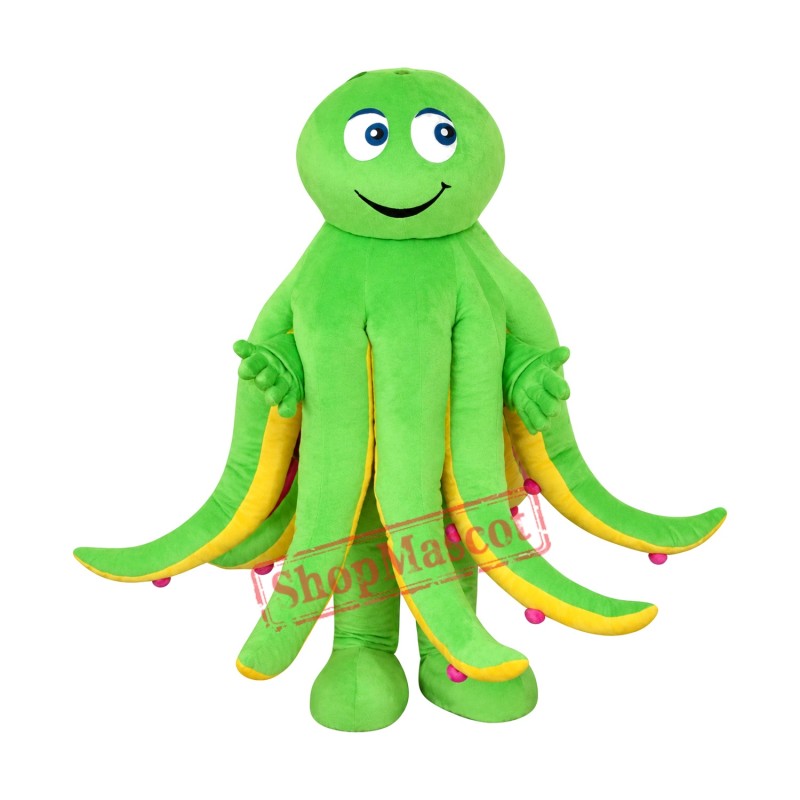 Superb Green Octopus Mascot Costume Superb Green Octopus Mascot Costume