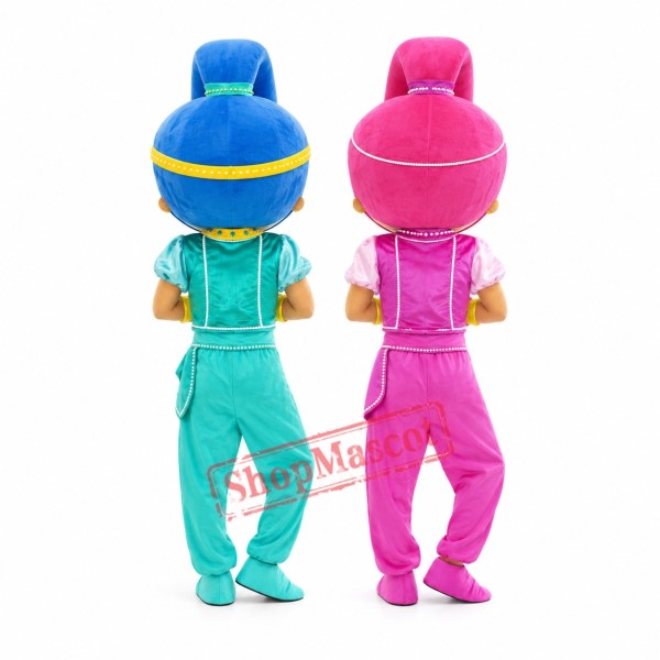 Twin Jasmine Shimmer Girls Mascot Costume Twin Jasmine Shimmer Girls Mascot Costume