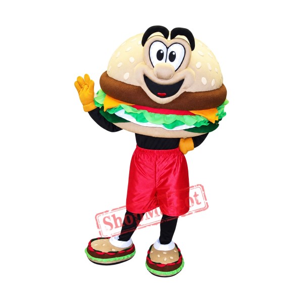 Happy Hamburger Mascot Costume Happy Hamburger Mascot Costume