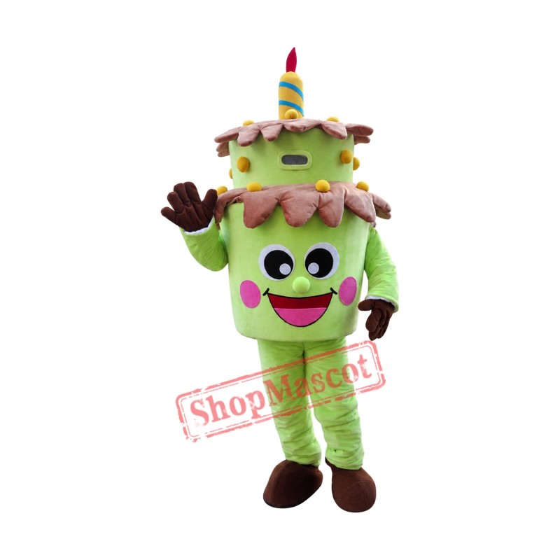 Green Birthday Cake Mascot Costume Green Birthday Cake Mascot Costume