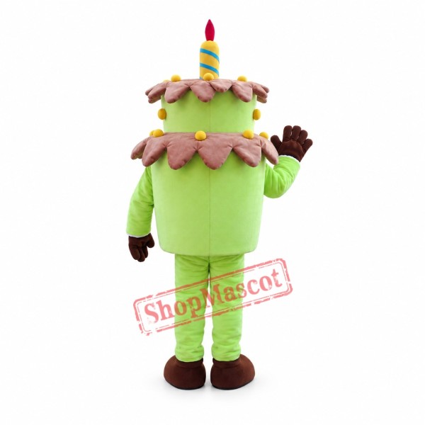 Green Birthday Cake Mascot Costume Green Birthday Cake Mascot Costume