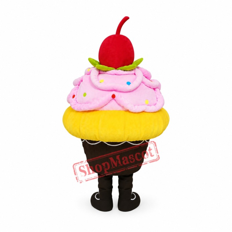 Pink Birthday Cake Mascot Costume Pink Birthday Cake Mascot Costume