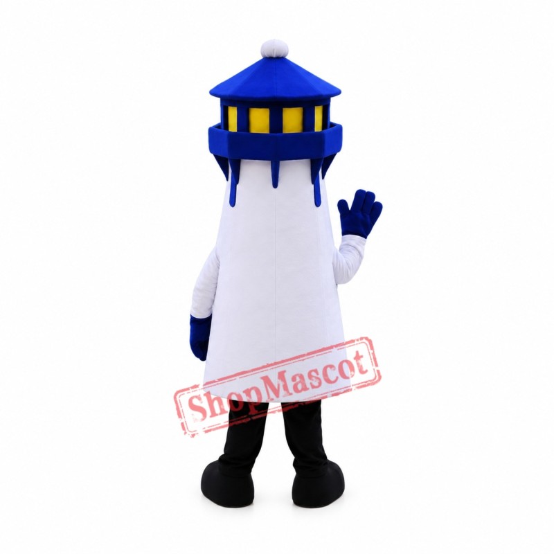 Superb Blue Lighthouse Mascot Costume Superb Blue Lighthouse Mascot Costume