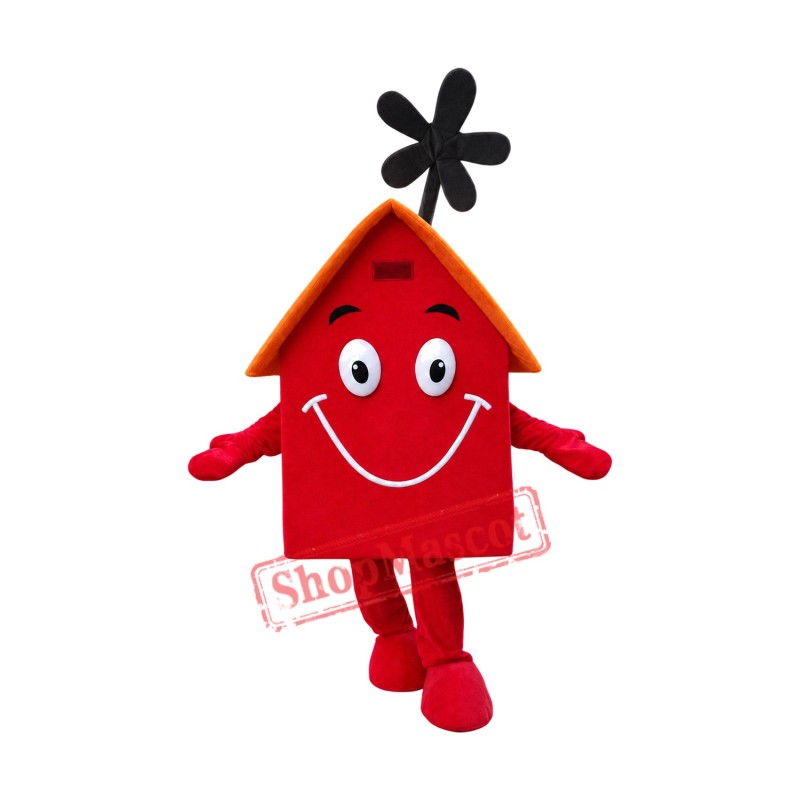 Superb Red House Mascot Costume Superb Red House Mascot Costume