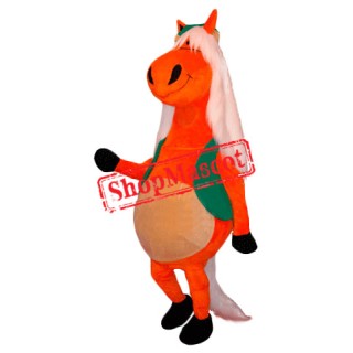 White Temple Hair Horse Mascot Costume
